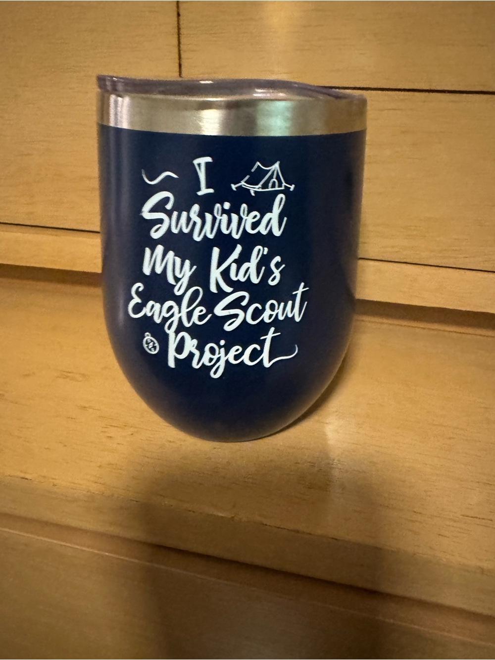 Blue Stainless Stemless Tumbler — I Survived My Kid's Eagle Scout Project